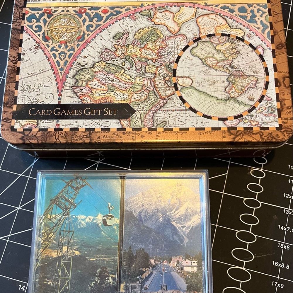 Vintage Map Card Games Gift Set plus Vintage Souvenir Cards